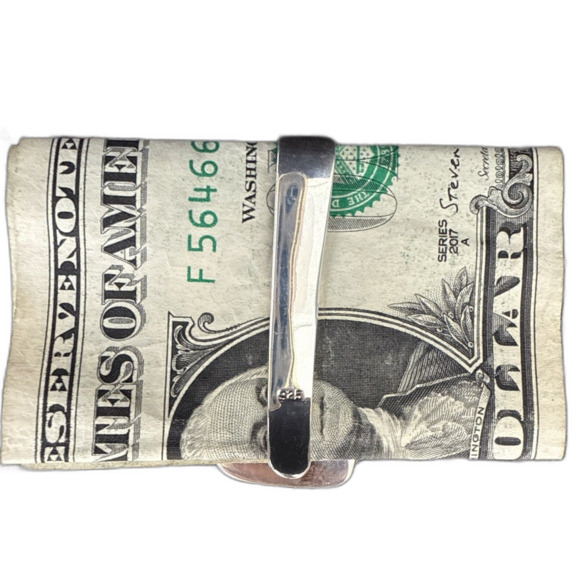 Silver Money Clip with Stone Engraveable Sterling Silver - Picture 3 of 5